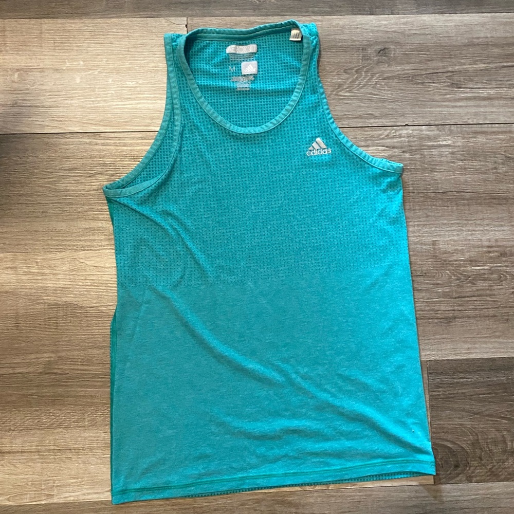 Adidas Climacool Aeroknit Workout Tank Top - Turquoise Size Medium